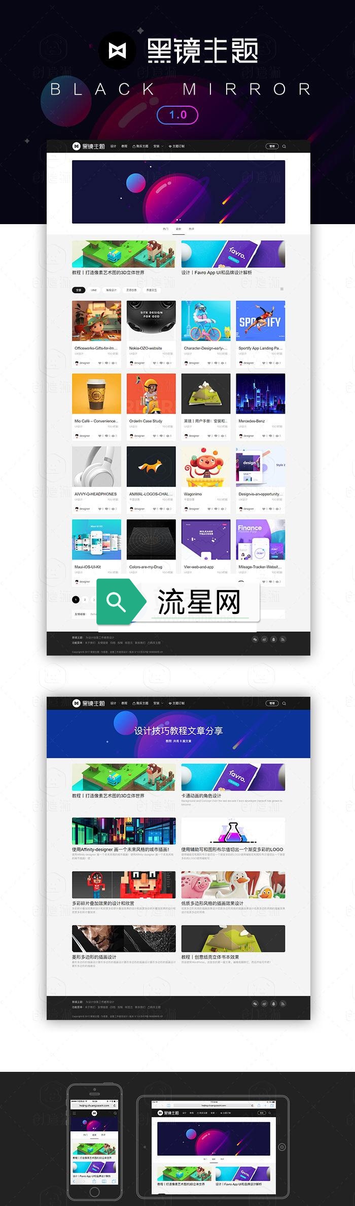 黑镜主题2.0(BlackMirror)WordPress响应式设计素材教程类主题模板