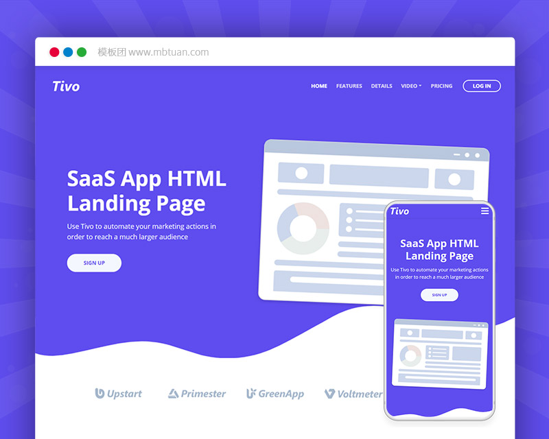SaaS系统开发 HTML5+CSS3自适应静态英文网站模板