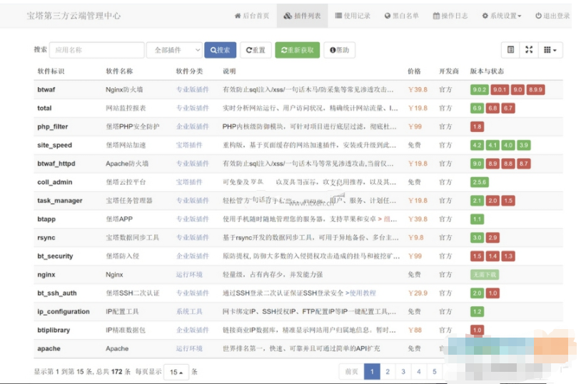 实现最新版宝塔面板第三方云端站点程序源码云端使用记录、IP黑白名单、操作日志、定时任务等功能