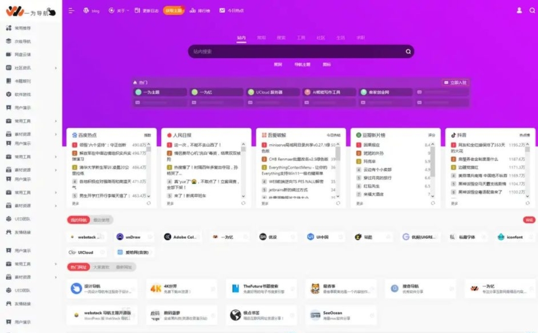 开心版导航类主题专题模板 WordPress 集网址资源资讯于一体的导航类主题 导航主题垂直行业模板
